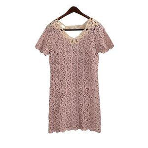 Dress the Population Pink Crochet Lace Sheath Mini Dress Womens Size Small